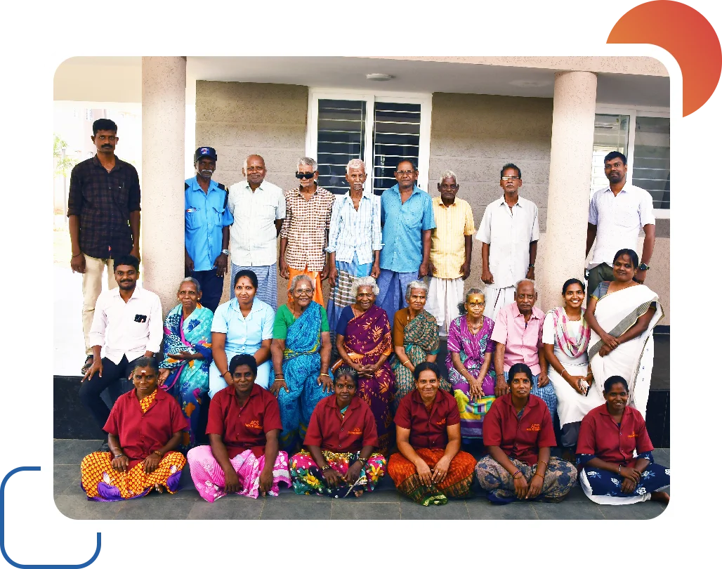 sunshine old age home group photo in Chennai